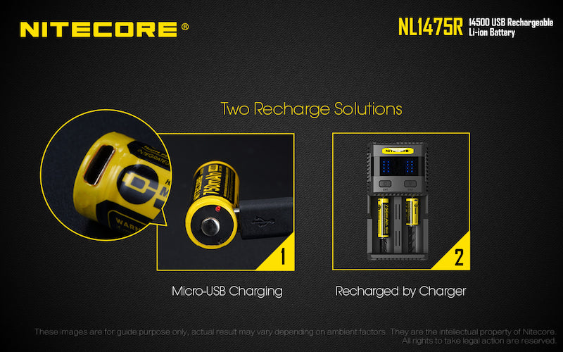 Batterie 14500 rechargeable Type C Nitecore NL1475R 750mAh pour lampe torch