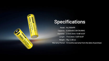 Batterie 21700 Haute Performance Nitecore NL2155HPR 5500mAh 1 11