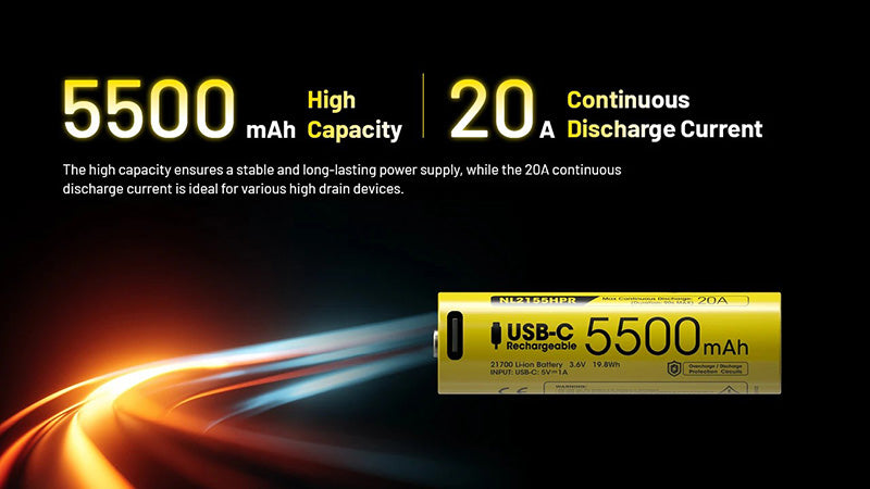 Batterie 21700 Haute Performance Nitecore NL2155HPR 5500mAh 1 1