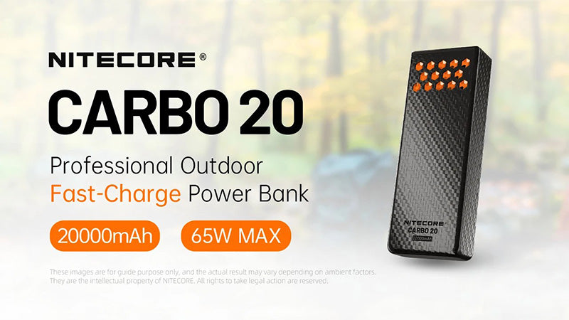 Powerbank CARBO 20 - 20 000mAh - 65W - Charge Rapide Bidirectionnelle - IPX8