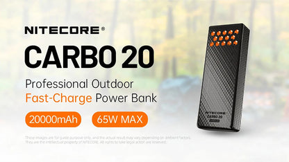 Powerbank CARBO 20 - 20 000mAh - 65W - Charge Rapide Bidirectionnelle - IPX8