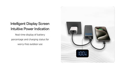 Powerbank CARBO 20 - 20 000mAh - 65W - Charge Rapide Bidirectionnelle - IPX8