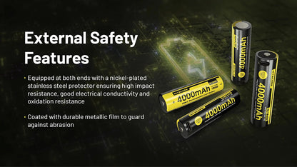 NL1840R - Batterie Li-ion 4000mAh 18650 Rechargeable - USB-C Intégré - Haute Densité Énergétique