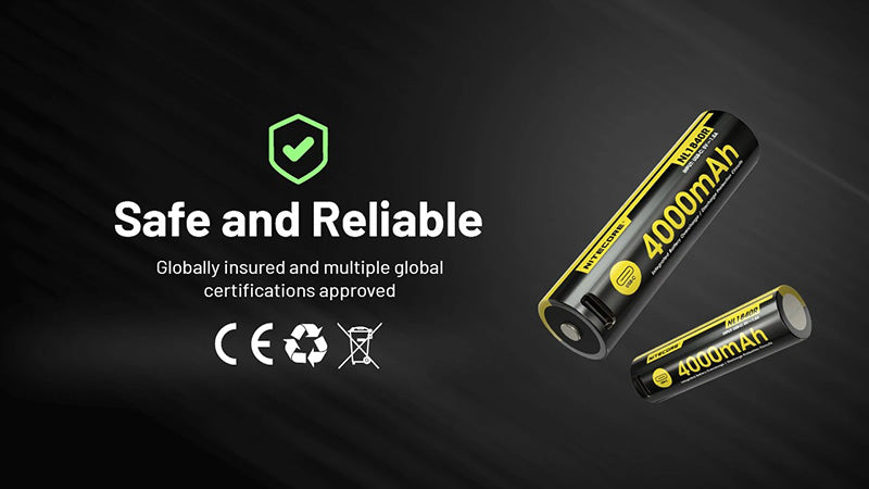 NL1840R - Batterie Li-ion 4000mAh 18650 Rechargeable - USB-C Intégré - Haute Densité Énergétique