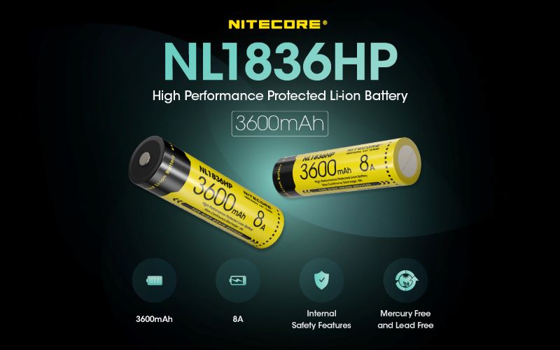 Batterie Nitecore 18650 3600mAh fort courant de decharge NL1836HP 01 1