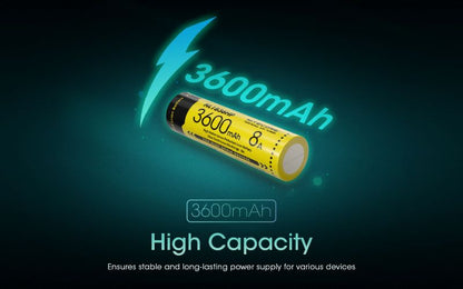 Batterie Nitecore 18650 3600mAh fort courant de decharge NL1836HP 01 2