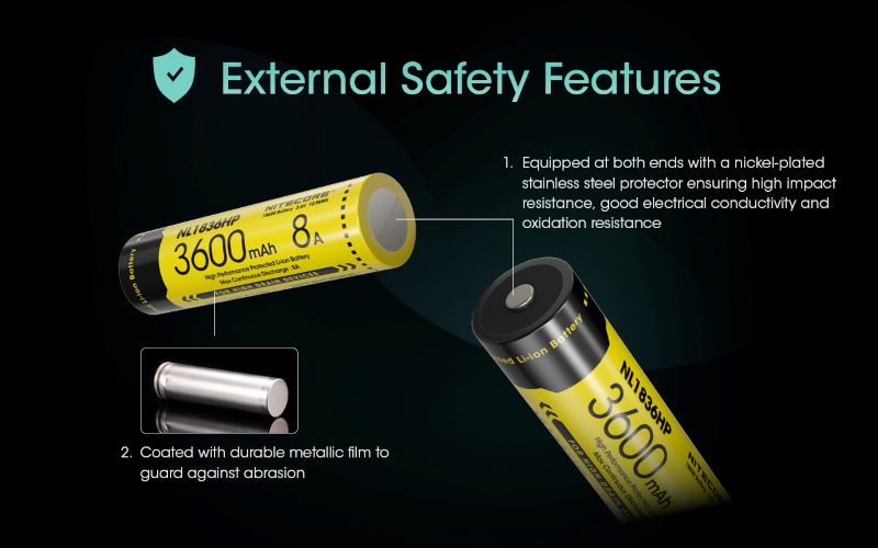 Batterie Nitecore 18650 3600mAh fort courant de decharge NL1836HP 01 6