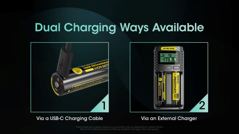 Batterie Nitecore 18650 3600mAh rechargeable Type C NL1836R 01 4