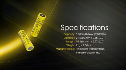Batterie nitecore 21700 5300mAh NL2153 01 10
