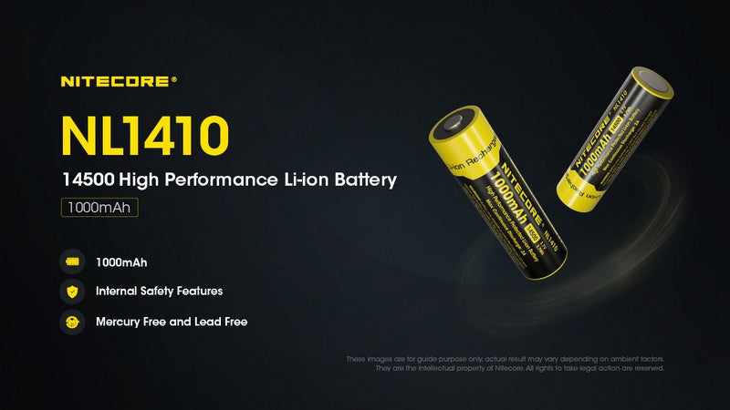Batterie rechargeable 14500 AA 1000 mAh Nitecore NL1410 01 1
