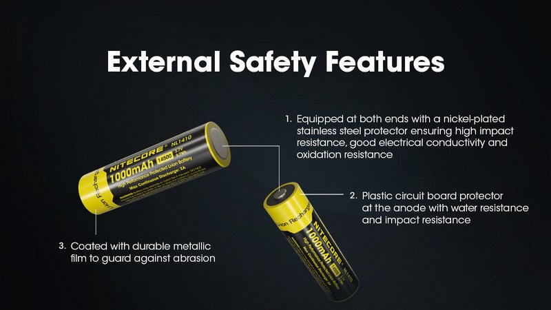 Batterie rechargeable 14500 AA 1000 mAh Nitecore NL1410 01 4