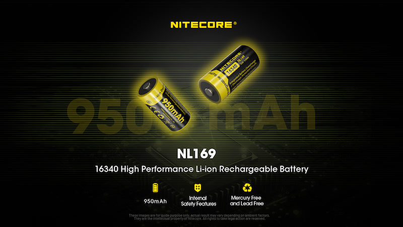 Batterie rechargeable 16340 950mAh Nitecore NL169 01 1