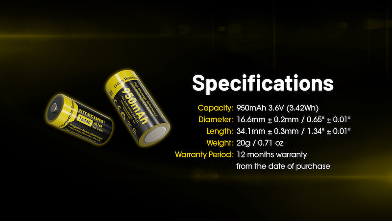 Batterie rechargeable 16340 950mAh Nitecore NL169 01 9