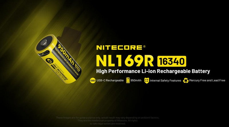 Batterie16340 Rechargeable USB C Nitecore NL169R 950 mAh 01 01