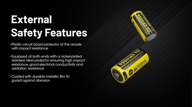 Batterie16340 Rechargeable USB C Nitecore NL169R 950 mAh 01 06