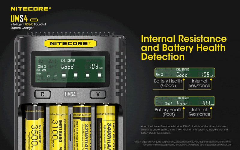 Chargeur Nitecore UMS4 USB C 2 1