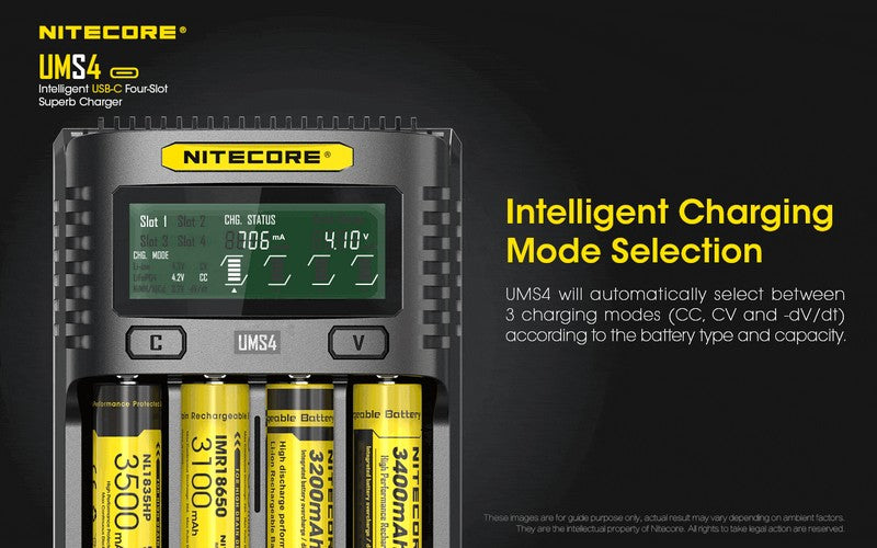 Chargeur Nitecore UMS4 USB C 2 3