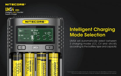 Chargeur Nitecore UMS4 USB C 2 3