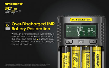 Chargeur Nitecore UMS4 USB C 2 5