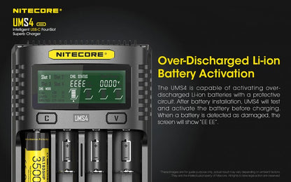 Chargeur Nitecore UMS4 USB C 2 6