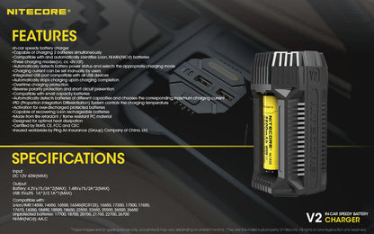 Chargeur Voiture Nitecore V2 01 13