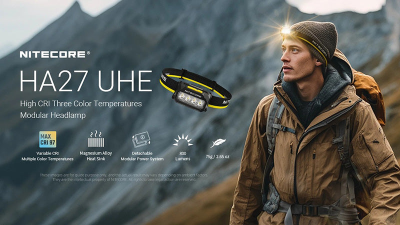 HA27 UHE – Lampe Frontale Nitecore – 800 Lumens – 3 Températures de Couleur – Triple Alimentation