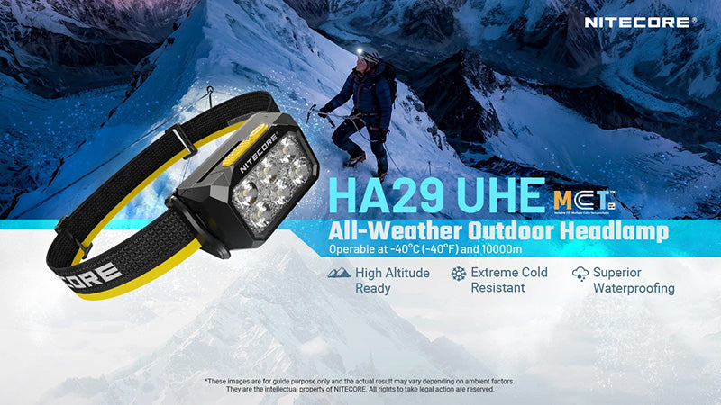 HA29 UHE - Lampe frontale - 1200 Lumens - Triple Température de Couleur - Basses Températures -40°C - Batterie HLB2500
