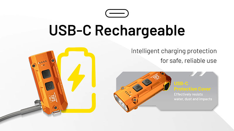 TIP3 – Lampe Porte-clés Nitecore – 720 Lumens – 3 Températures de Couleur – Rechargeable USB-C