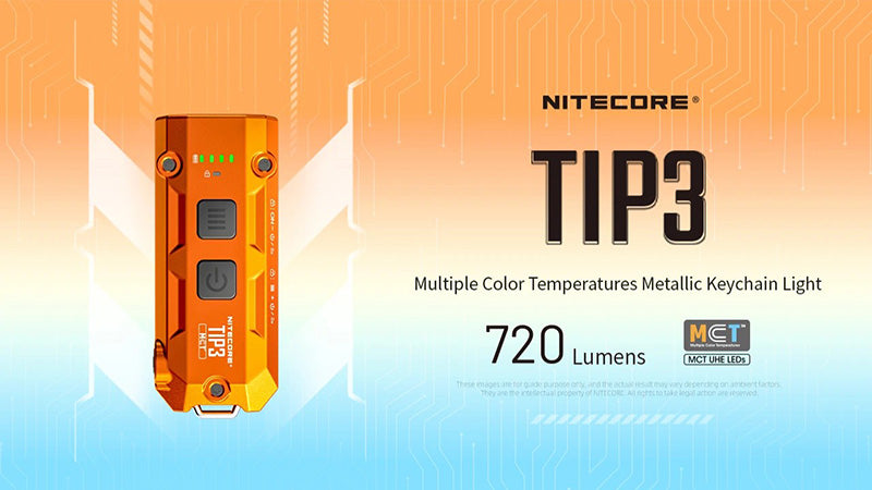 TIP3 – Lampe Porte-clés Nitecore – 720 Lumens – 3 Températures de Couleur – Rechargeable USB-C