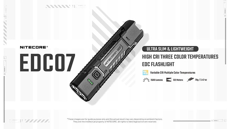 EDC07 – Lampe Torche Nitecore – 1500 Lumens – 3 Températures de Couleur – Rechargeable USB-C