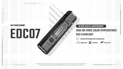 EDC07 – Lampe Torche Nitecore – 1500 Lumens – 3 Températures de Couleur – Rechargeable USB-C