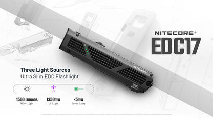 Lampe Torche Nitecore EDC17 1500 Lumens LED Blanche UV Laser Vert 1 2