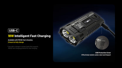 Lampe Torche Nitecore EDC37 8000 Lumens Rechargeable USB C Ecran OLED 25