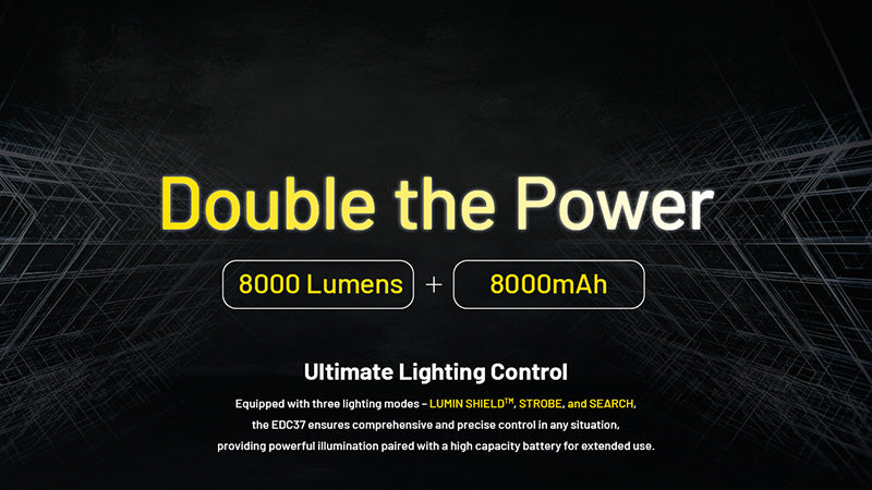 Lampe Torche Nitecore EDC37 8000 Lumens Rechargeable USB C Ecran OLED 9