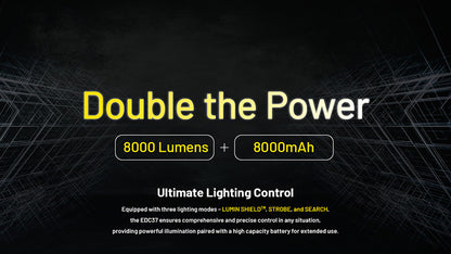 Lampe Torche Nitecore EDC37 8000 Lumens Rechargeable USB C Ecran OLED 9