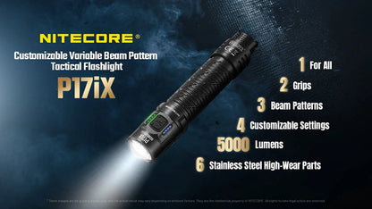 P17iX - Lampe Torche 5000 Lumens - Tactique Personnalisable - Batterie 21700 5500mAh - USB-C