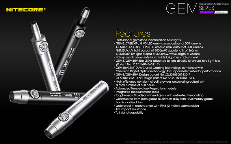 Lampe d identification professionnelle Nitecore GEM8 500 Lumens Luminosite v