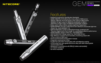 Lampe d identification professionnelle Nitecore GEM8 500 Lumens Luminosite v