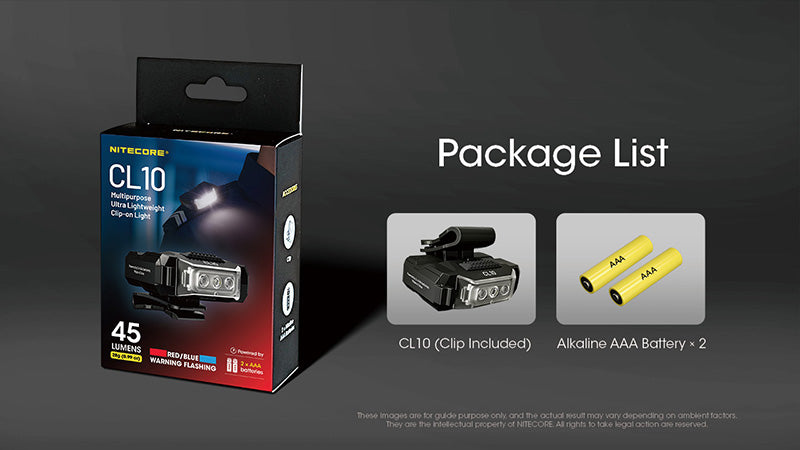 Lampe de Position Nitecore CL10 45 Lumens Triple Source Lumineuse Clip Multi