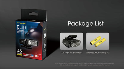 Lampe de Position Nitecore CL10 45 Lumens Triple Source Lumineuse Clip Multi
