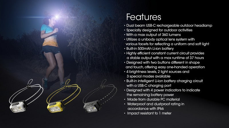 Lampe frontale special course a pied trail Nitecore NU21 01 17