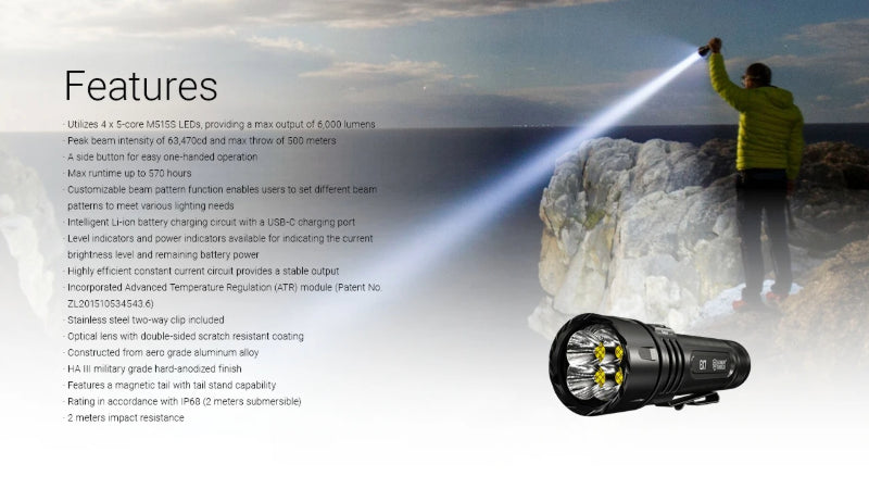 Lampe torche de recherche nitecore EX7 6000 Lumens 01 17