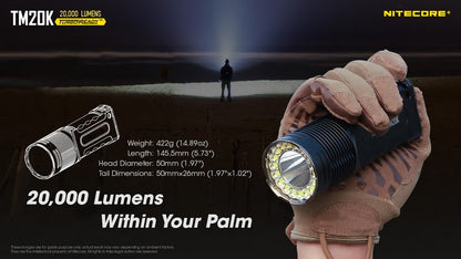 Lampe torche tactique de recherche Nitecore TM20K 20000 Lumens 01 4