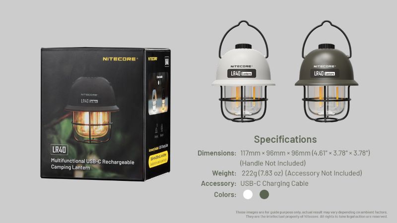 Lanterne de camping style retro rechargeable 100 Lumens Nitecore LR40R BLANC