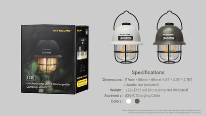 Lanterne de camping style retro rechargeable 100 Lumens Nitecore LR40R BLANC
