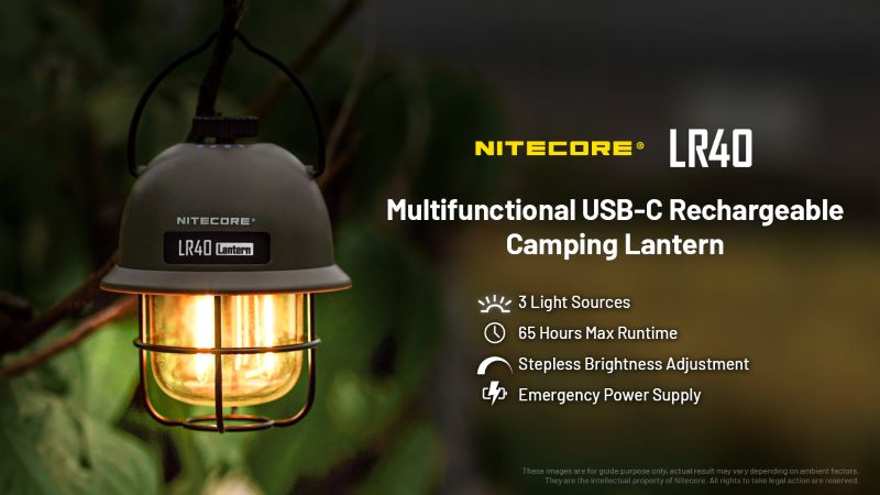 Lanterne de camping style retro rechargeable 100 Lumens Nitecore LR40R BLANC