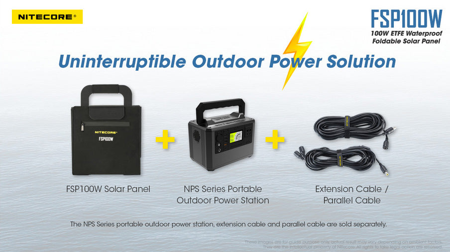 Nitecore FSP100W panneau solaire waterproof protable pliable cable