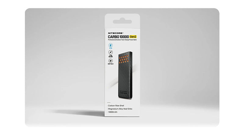 Powerbank Nitecore CARBO 10000 Gen2 10 000mAh Charge rapide 30W Ultra legere