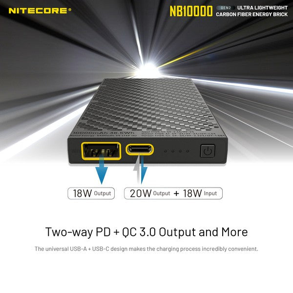 Powerbank Nitecore NB10000 GEN2 en fibre de carbon tres leger 02 10