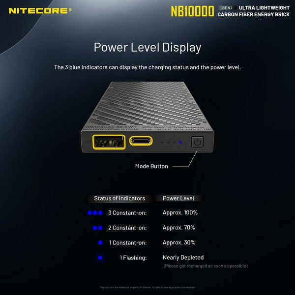 Powerbank Nitecore NB10000 GEN2 en fibre de carbon tres leger 02 12